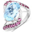 Bague en argent sterling avec topaze bleue et rhodolite de 8,40 carats
