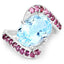 Bague en argent sterling avec topaze bleue et rhodolite de 8,40 carats
