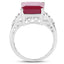 Bague de fiançailles en argent sterling avec rubis de 7,26 carats et topaze blanche