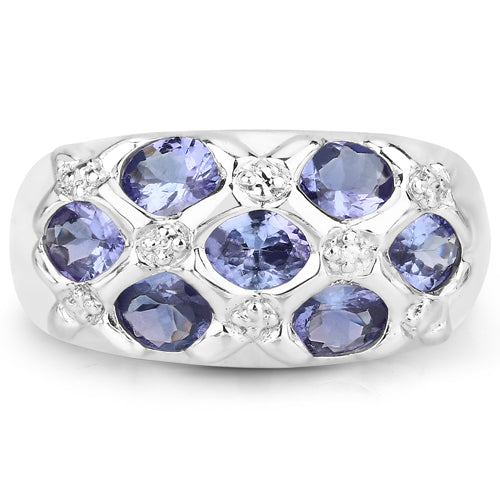 2.31 Carat Genuine Tanzanite Sterling Silver Engagement Ring