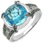 Bague en argent sterling avec topaze bleue suisse de 5,43 carats et diamants bleus