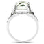 Bague en argent sterling avec améthyste verte de 4,06 carats et diamants