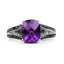 2.87 Carat Amethyst and Black Diamond Sterling Silver Ring
