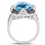 Anillo de plata esterlina con topacio azul suizo y diamantes de 8.29 quilates