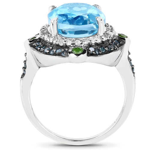 Anillo de Compromiso de 5.84 Quilates de Múltiples Piedras en Plata Esterlina .925