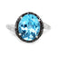 5.48 Carat Swiss Blue Topaz & Diamond Sterling Silver Ring