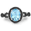 2.92 Carat Blue Topaz & Diamond Sterling Silver Engagement Ring