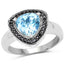Bague en argent sterling avec topaze bleue suisse de 2,06 carats et diamants noirs