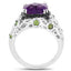3.27 Carat Amethyst, Chrome Diopside & Black Diamond Sterling Silver Ring