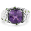 3.27 Carat Amethyst, Chrome Diopside & Black Diamond Sterling Silver Ring