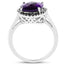 Bague de fiançailles en argent sterling .925 avec améthyste de 4,52 carats et diamants