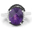 Bague de fiançailles en argent sterling .925 avec améthyste de 4,52 carats et diamants