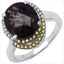 Anillo de Plata Esterlina con Cuarzo Ahumado de 4.12 Quilates y Acentos de Diamante