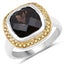Anillo de plata esterlina con cuarzo ahumado de 3.67 quilates y diamantes amarillos