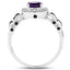 1.02 Carat Genuine Amethyst & Diamond Sterling Silver Ring