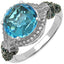 4.96 Carat Blue Topaz & Diamond Sterling Silver Ring