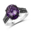 3.96 Carat Amethyst & Black Diamond Sterling Silver Ring
