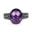 3.96 Carat Amethyst & Black Diamond Sterling Silver Ring