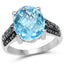 Bague en argent sterling de 5,51 carats en topaze bleue suisse et diamants bleus