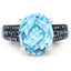 Bague en argent sterling de 5,51 carats en topaze bleue suisse et diamants bleus