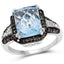Anillo de plata esterlina con topacio azul suizo y diamantes de 4.33 quilates