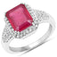 4.55 Carat Glass Filled Ruby & White Topaz Sterling Silver Ring