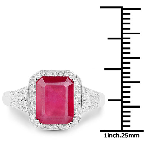 4.55 Carat Glass Filled Ruby & White Topaz Sterling Silver Ring