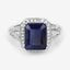 4.80 Carat Glass Filled Sapphire & White Topaz Sterling Silver Ring