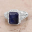 4.80 Carat Glass Filled Sapphire & White Topaz Sterling Silver Ring