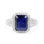 4.80 Carat Glass Filled Sapphire & White Topaz Sterling Silver Ring