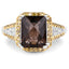 Anillo de plata esterlina con cuarzo ahumado y diamantes de 3.48 quilates