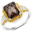 Bague cocktail en quartz fumé et diamants de 3,48 carats en argent sterling