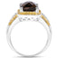 Bague cocktail en quartz fumé et diamants de 3,48 carats en argent sterling