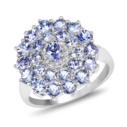 Bague de fiançailles en argent sterling avec tanzanite véritable de 2,27 carats