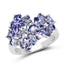 Bague florale en argent sterling de 2,88 carats en tanzanite véritable