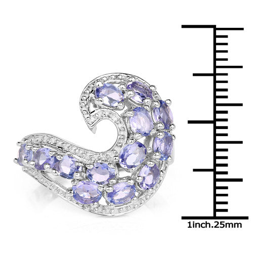 2.21 Carat Genuine Tanzanite Sterling Silver Engagement Ring