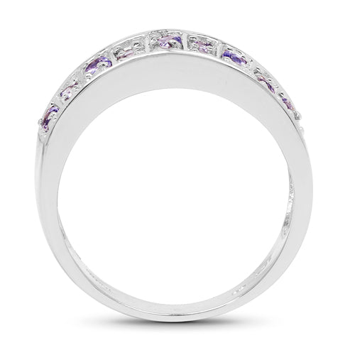 1.23 Carat Genuine Tanzanite Cluster Ring in Sterling Silver