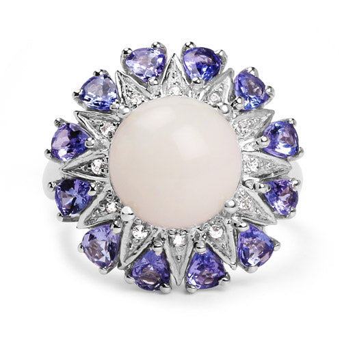 Bague en Opale, Tanzanite et Topaze Blanche de 4,25 Carats
