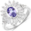 2.01 Carat Genuine Tanzanite and White Topaz Sterling Silver Ring