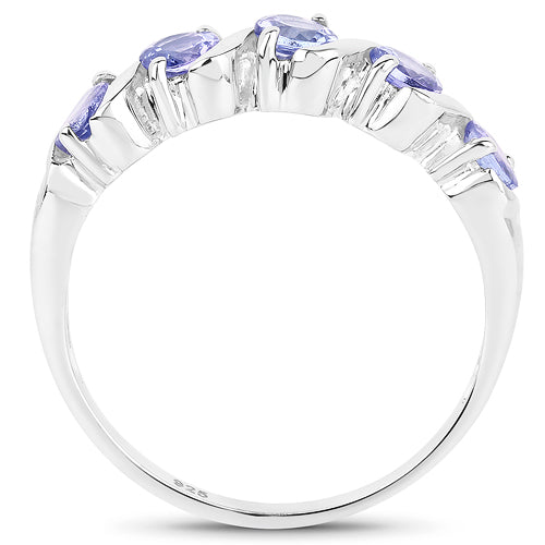 Anillo de Compromiso de Plata Esterlina con Tanzanita Genuina de 1.15 Quilates