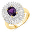 Anillo de Compromiso de Amatista de 3.20 Quilates y Topacio Blanco en Plata de Ley