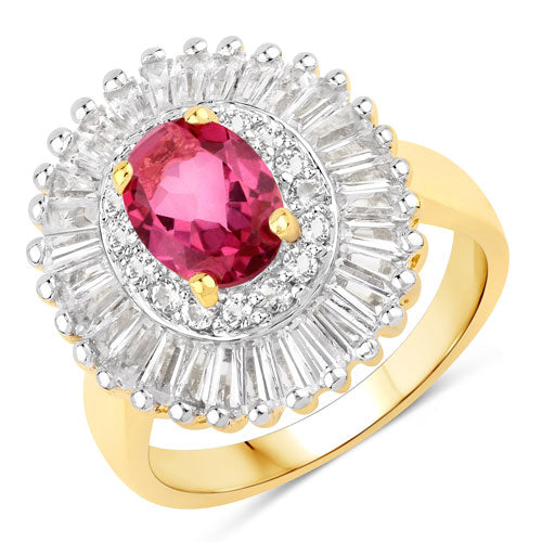 Bague en argent sterling avec topaze rose et topaze blanche de 3,75 carats