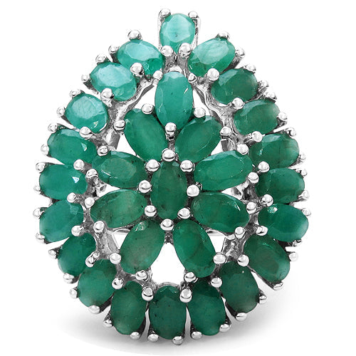 8.10 Carat Genuine Emerald .925 Sterling Silver Engagement Ring