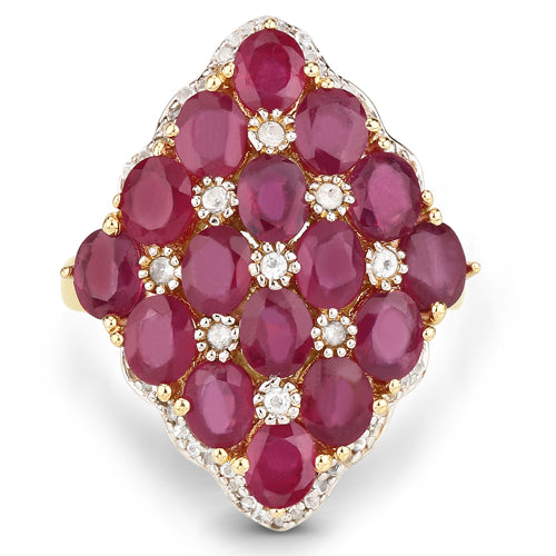 Bague en argent sterling élégante avec rubis de 6,49 carats et topaze blanche