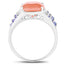 Bague en argent sterling avec pierre de lune pêche et tanzanite de 3,97 carats