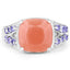 Bague en argent sterling avec pierre de lune pêche et tanzanite de 3,97 carats