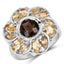 Bague en argent sterling avec quartz fumé et citrine de 3,46 carats