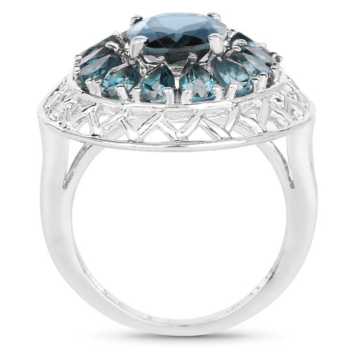 5.98 Carat London Blue Topaz Sterling Silver Cocktail Ring