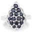 Bague en cluster en saphir bleu de 1,62 carat en argent sterling