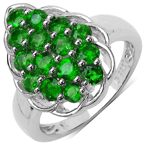 Bague de fiançailles en argent sterling avec diopside chrome véritable de 1,71 carat